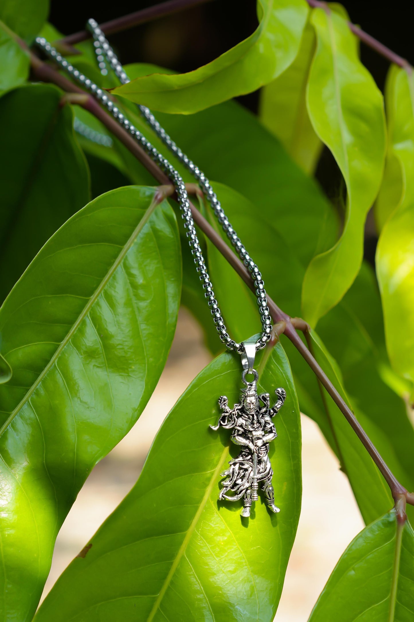 Majestic Mahakal Pendant with Silver-Tone Chain – Embrace Strength & Spiritual Power