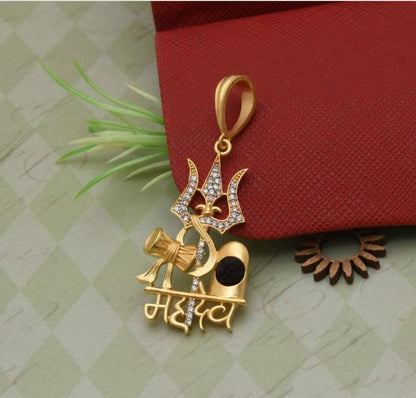 Gold Plated Mahadev Damru Pendant – Channel Divine Energy in Style