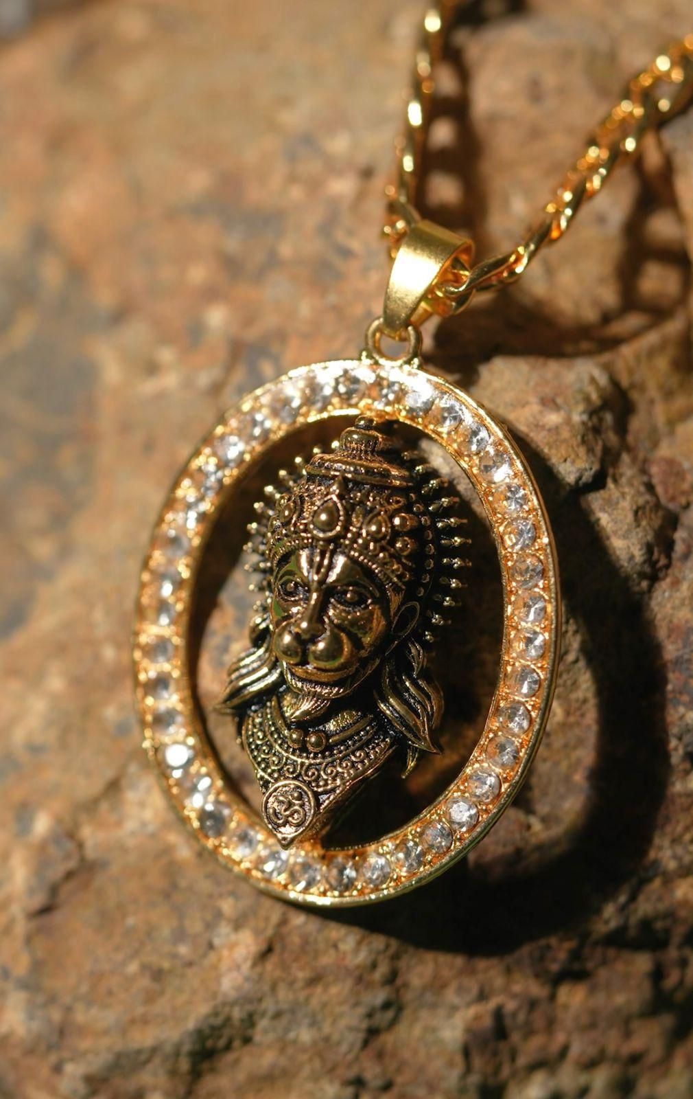 Gold-Plated Hanuman Face Pendant Locket Set – Divine & Stylish Spiritual Jewelry