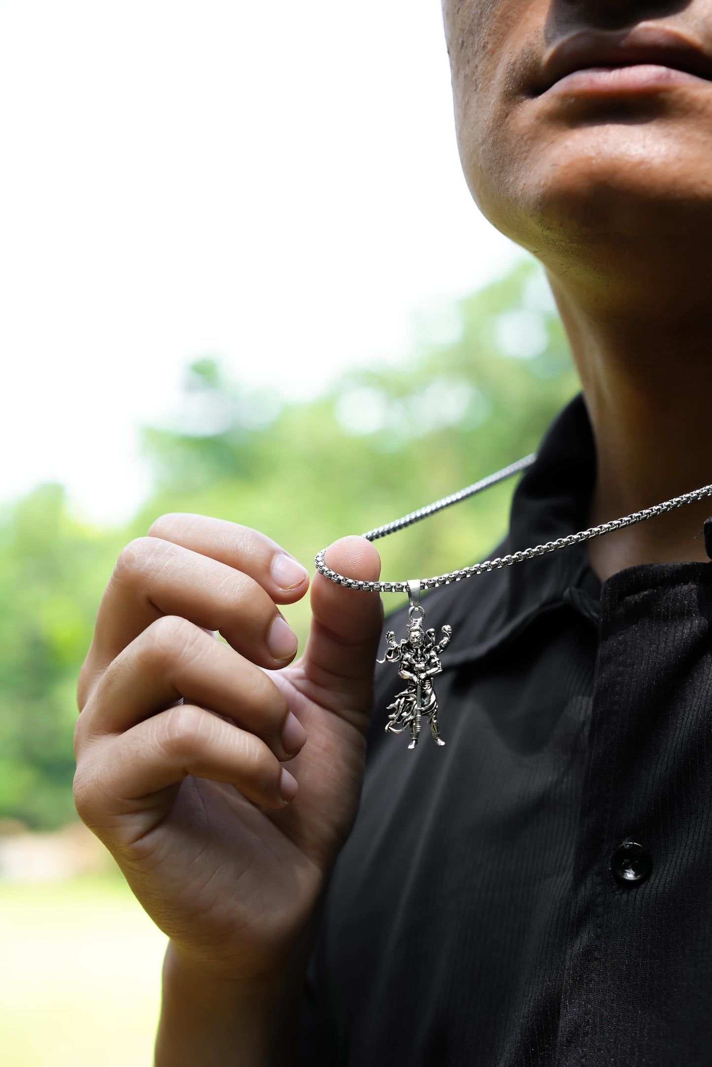 Majestic Mahakal Pendant with Silver-Tone Chain – Embrace Strength & Spiritual Power