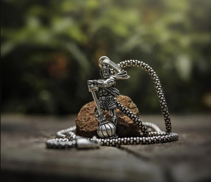 Spiritual Hanumanji Silver Chain – Strength in Style