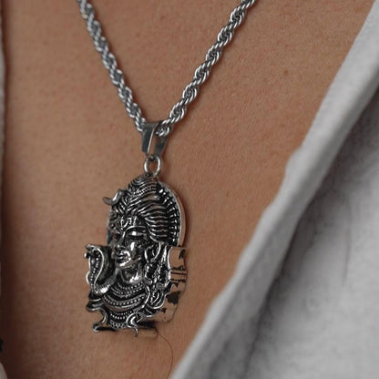 Divine Shiv Pendant with Chain - Silver Plated Spiritual Jewelry for Men