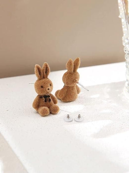 Brown Color Teddy Bear Stud Earrings (Pack of 2)