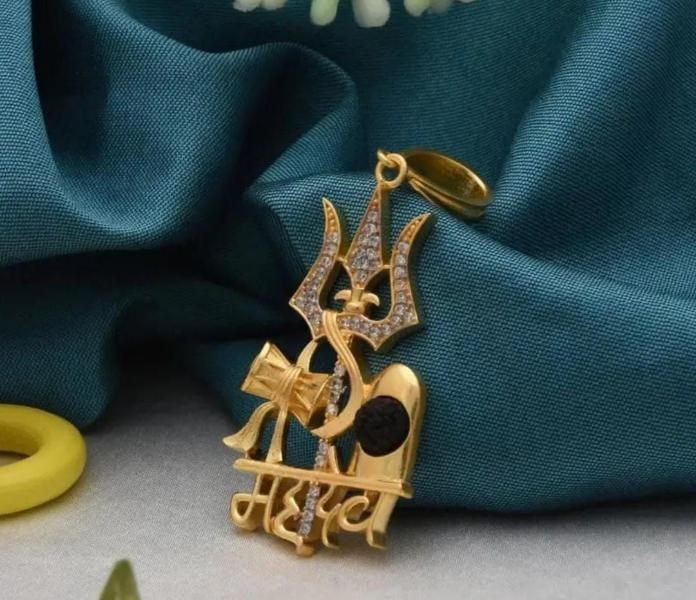 Gold Plated Mahadev Damru Pendant – Channel Divine Energy in Style