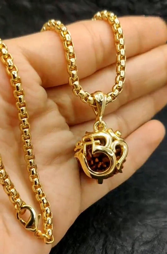 Om Rudraksha Gold Pendant Chain – Spiritual Elegance & Positive Energy