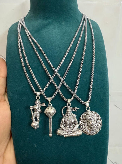 Lord Hanuman Pendant Set – 4 Divine Chains for Strength & Style