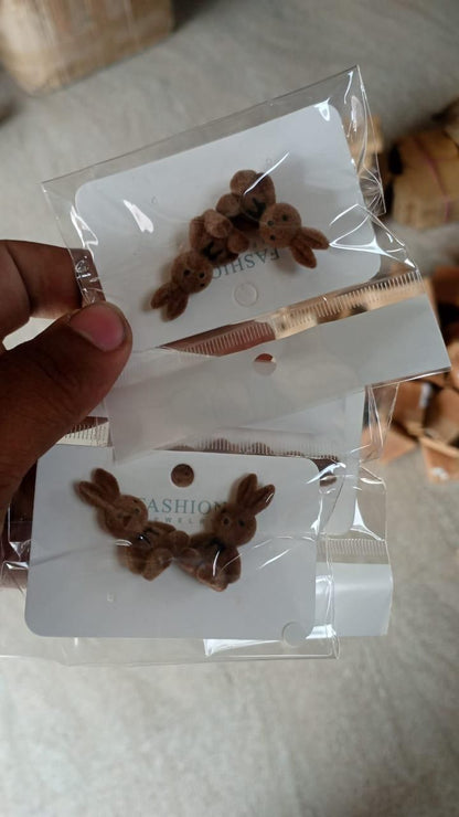 Brown Color Teddy Bear Stud Earrings (Pack of 2)