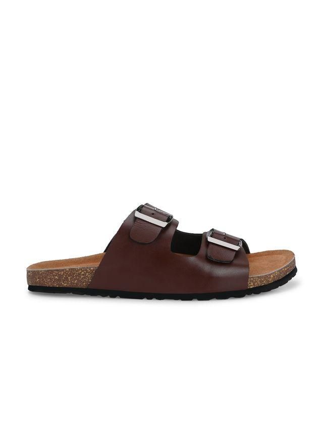 Mens Arizona Brown Leather Slippers