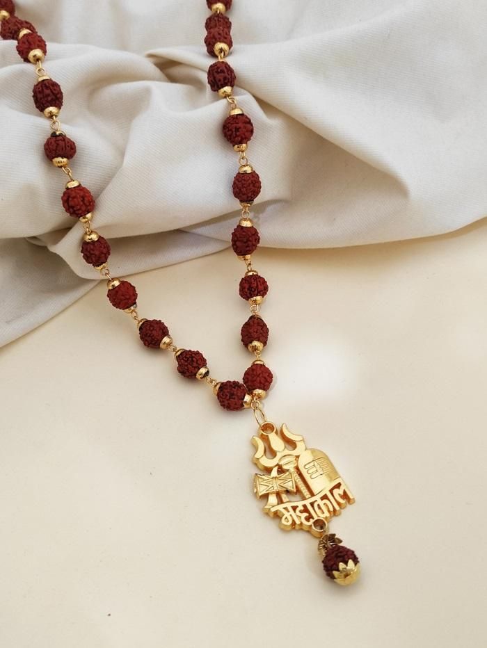 Sacred Rudraksha Mala with Mahakal & Trishul Pendant – Embrace Divine Power