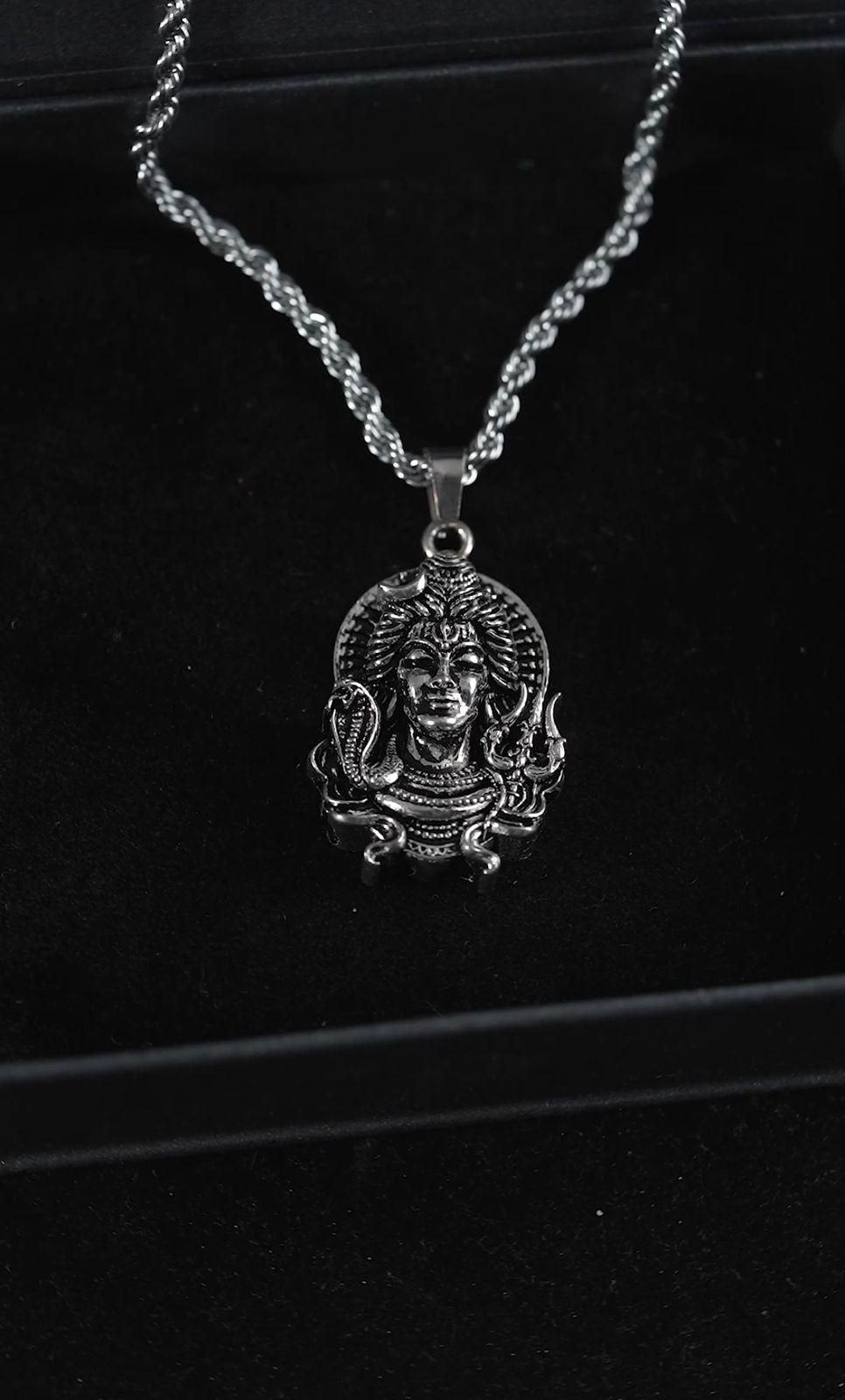 Divine Shiv Pendant with Chain - Silver Plated Spiritual Jewelry for Men