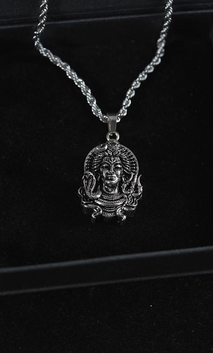 Divine Shiv Pendant with Chain - Silver Plated Spiritual Jewelry for Men