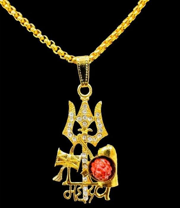 Gold Plated Mahadev Damru Pendant – Channel Divine Energy in Style