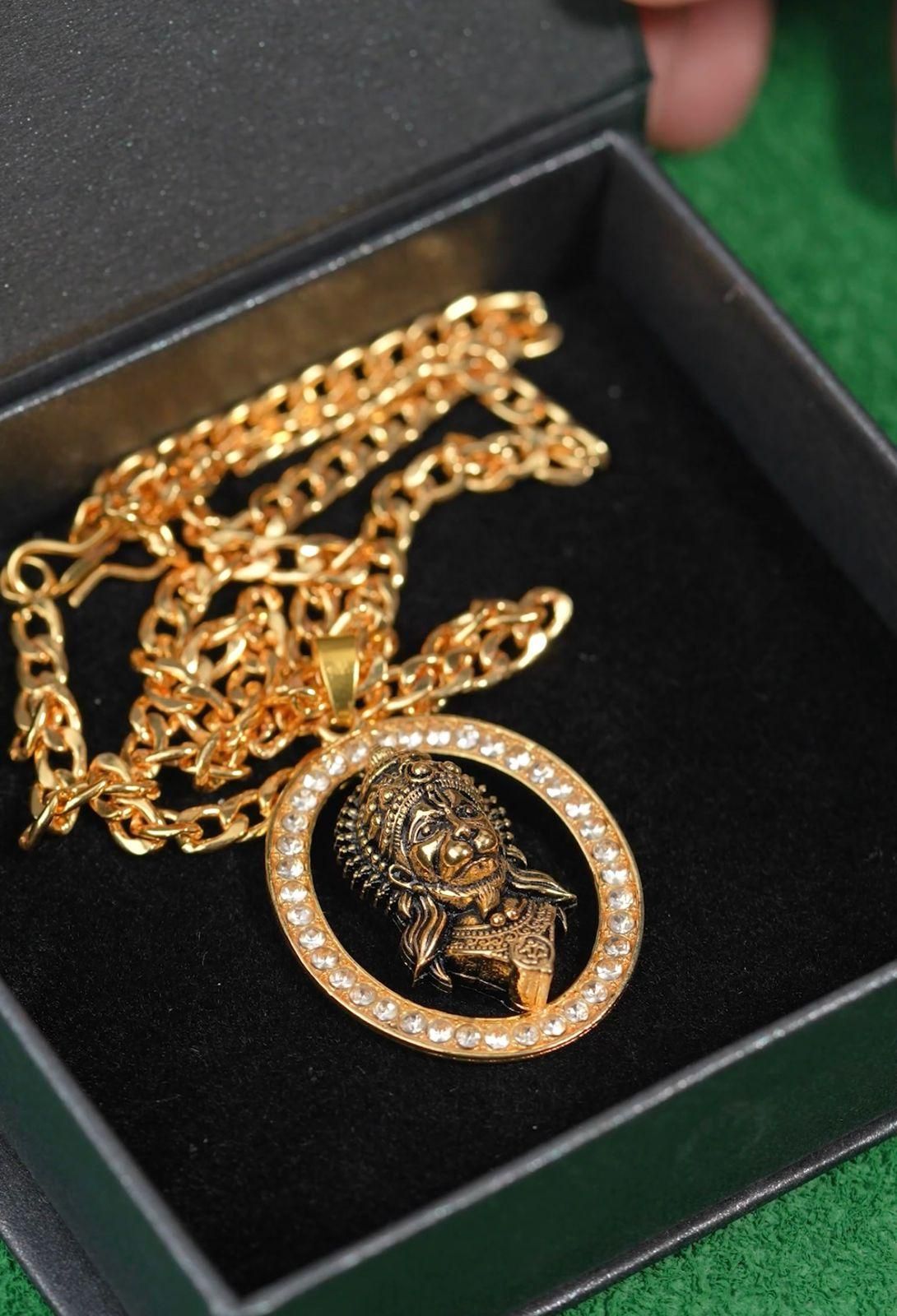 Gold-Plated Hanuman Face Pendant Locket Set – Divine & Stylish Spiritual Jewelry