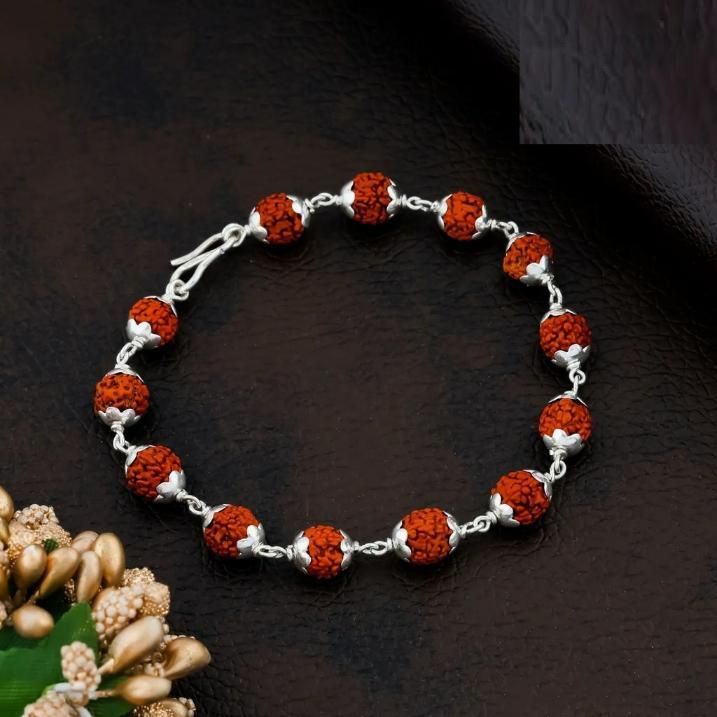 Premium Rudraksha Bracelet – Silver Plated Spiritual Jewelry