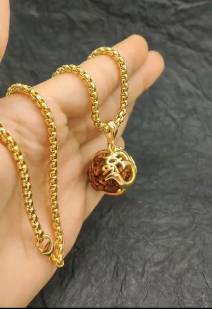 Om Rudraksha Gold Pendant Chain – Spiritual Elegance & Positive Energy