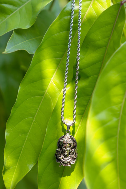 Divine Shiv Pendant with Chain - Silver Plated Spiritual Jewelry for Men