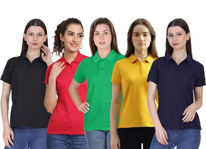 Ketex Cotton Blend Polo Neck T-shirt (Pack Of 5)