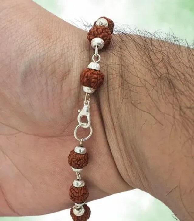 Premium Rudraksha Bracelet – Silver Plated Spiritual Jewelry