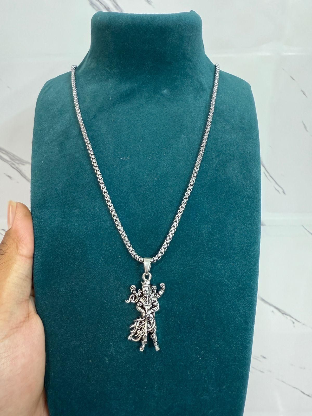 Majestic Mahakal Pendant with Silver-Tone Chain – Embrace Strength & Spiritual Power